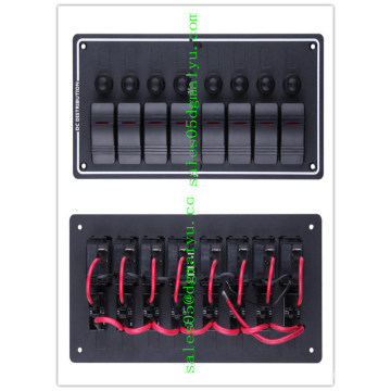 Panel impermeable de aluminio marino de 8 bandas Panel de interruptor basculante LED Interruptor de circuito Panel de interruptor de barco marino RV